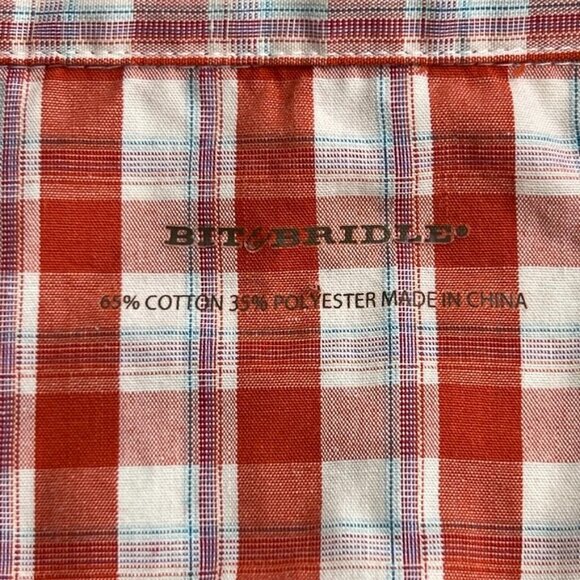 Bit & Bridle Western Plaid Short Sleeve Shirt Women's L Embroidery Pearl Snap - Picture 11 of 13